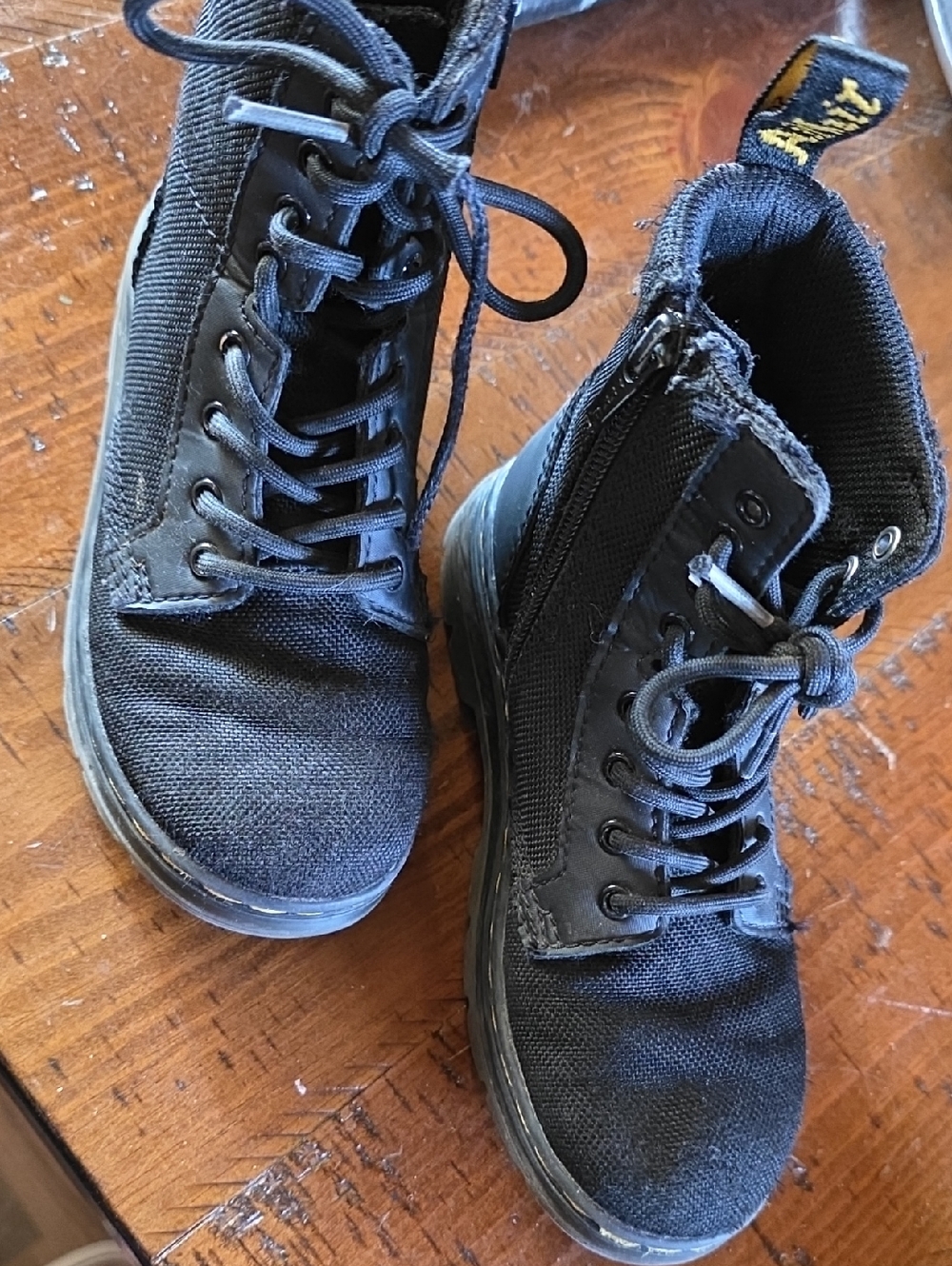 Dr. Martens Black Canvas High-Top Sneakers with Gold Logo